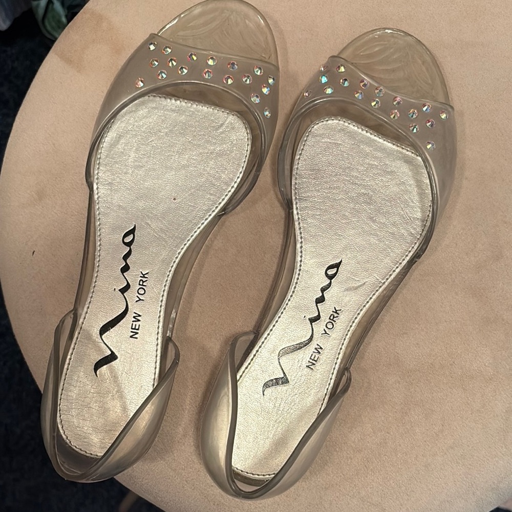 Nina Gold Flats with Classic Elegance
